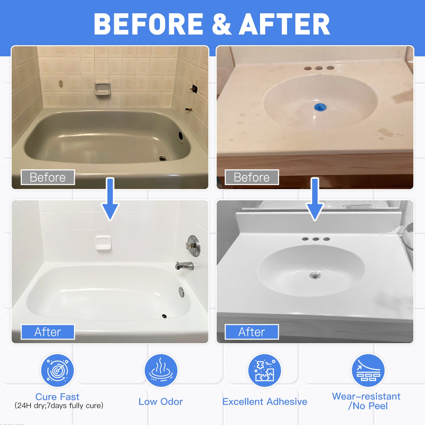 DWIL 3pk Tub & Tile Refinishing Kit -White ( With One Free Wood Paint Kit)