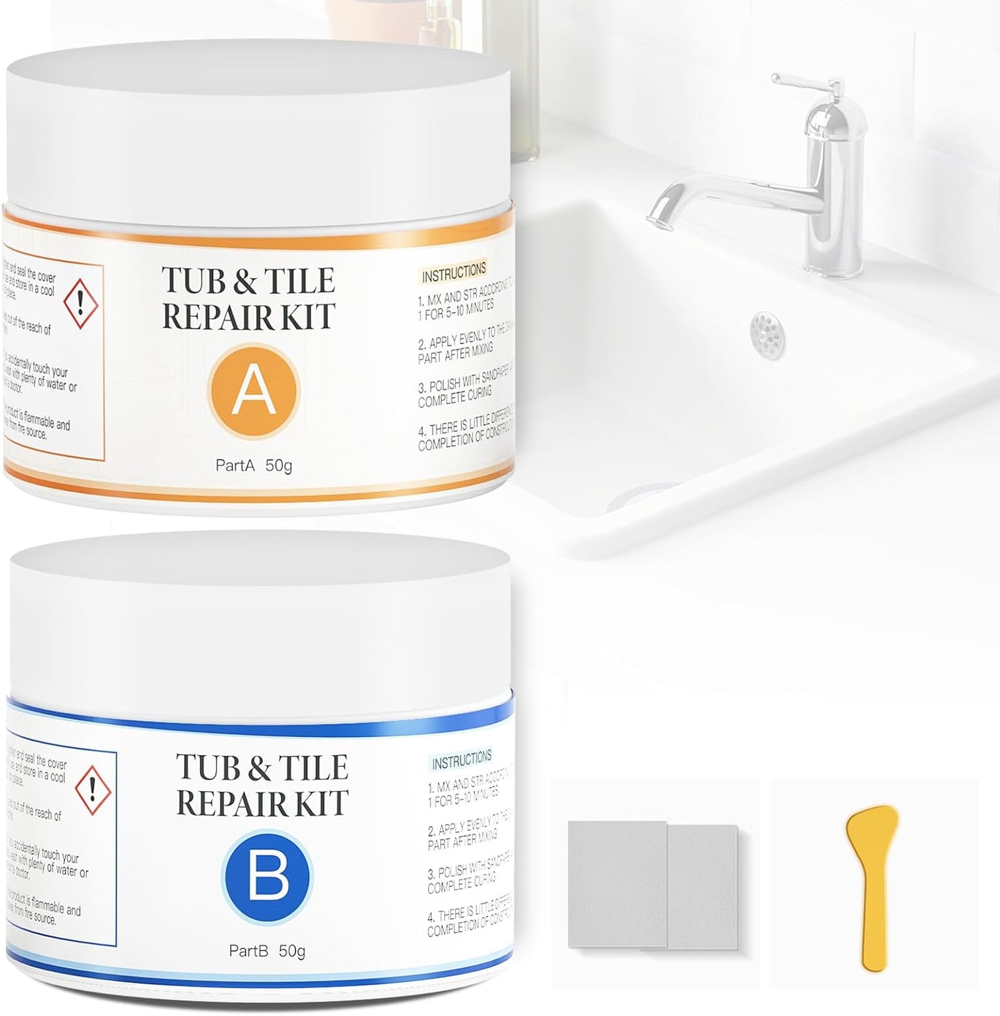 VERNY Tub, Tile and Shower Repair Kit, Fiberglass and Porcelain