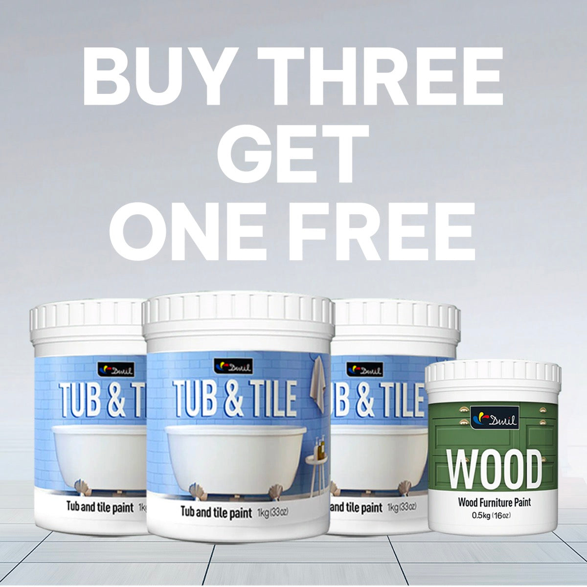 DWIL 3pk Tub & Tile Refinishing Kit -White ( With One Free Wood Paint Kit)