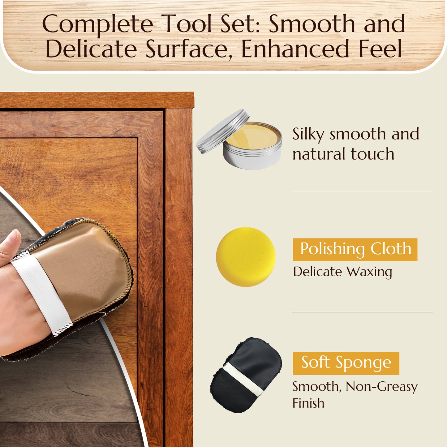 Versatile Furniture Finishing Wax – 3.5 Oz (Includes Wax Tools)
