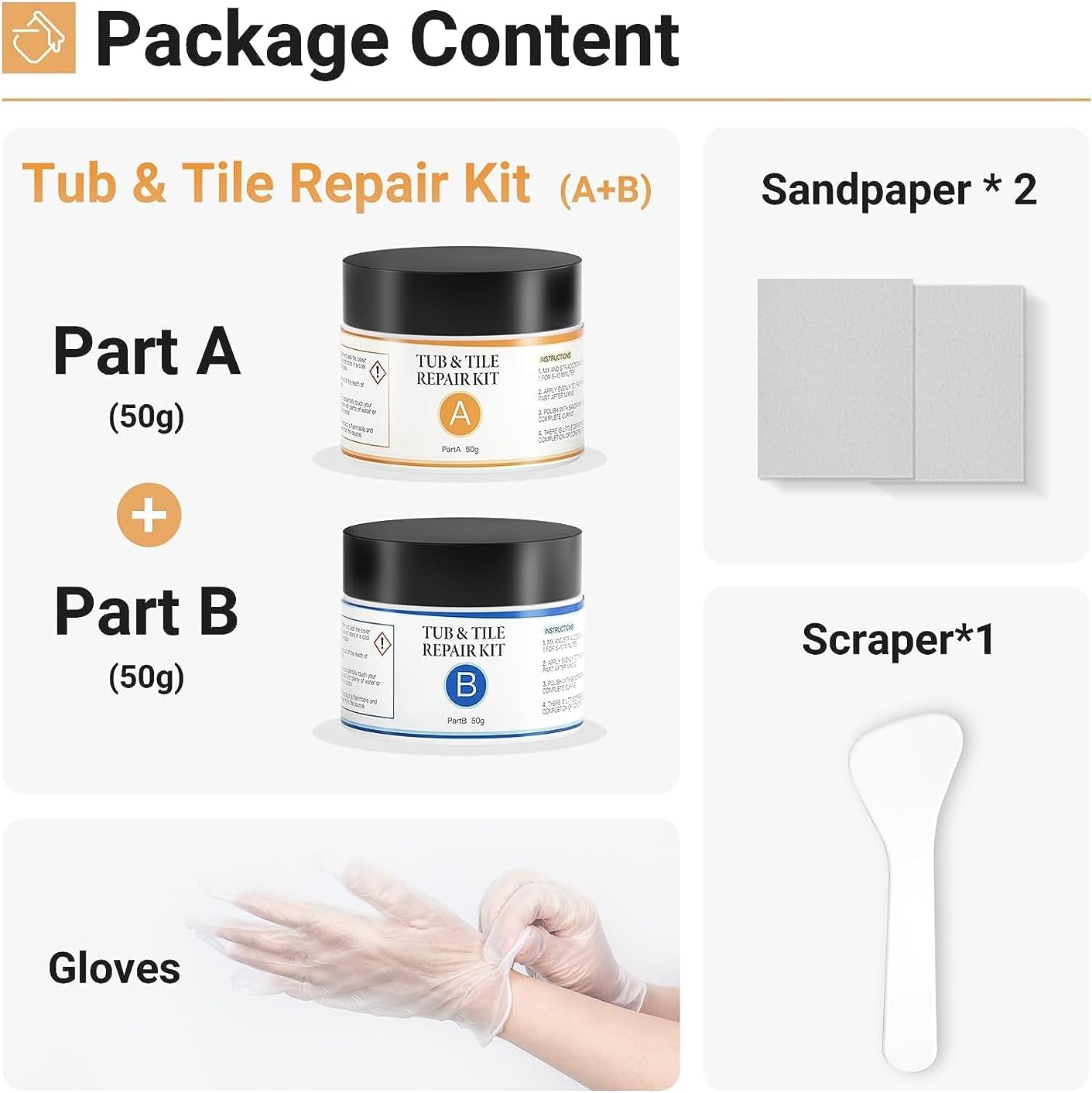 VERNY Tub, Tile and Shower Repair Kit, Fiberglass and Porcelain