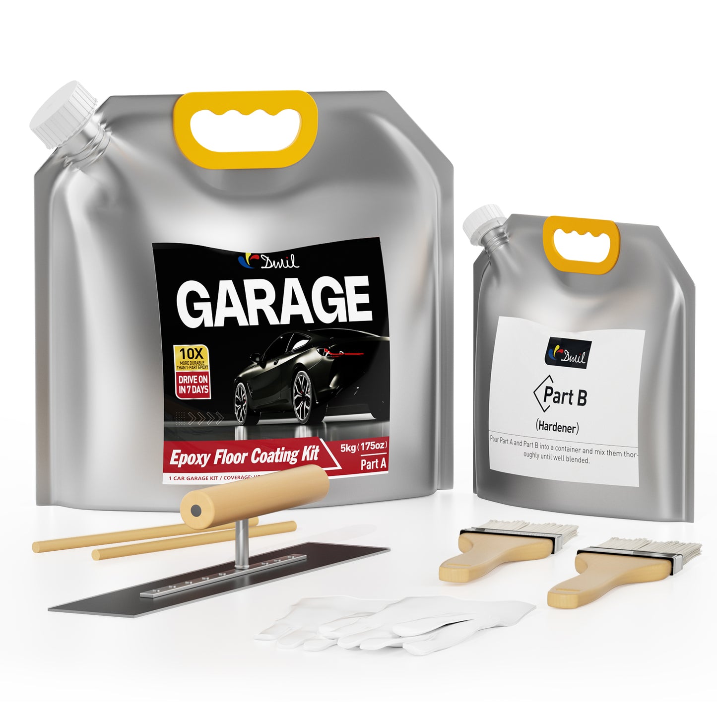 DWILEPOXYSHIELD Garage Floor Epoxy Kit,1 Car Kit