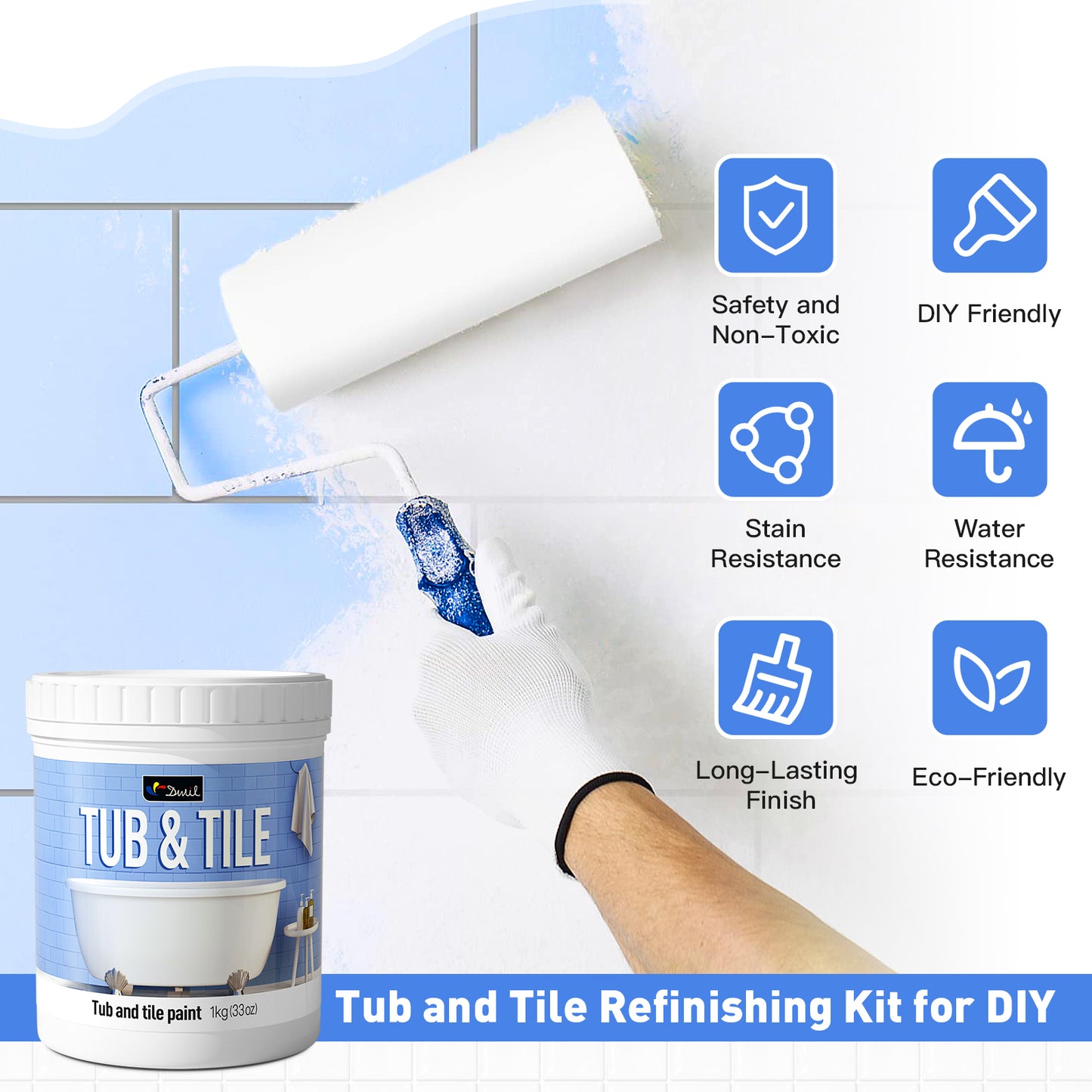 DWIL 3pk Tub & Tile Refinishing Kit -White ( With One Free Wood Paint Kit)