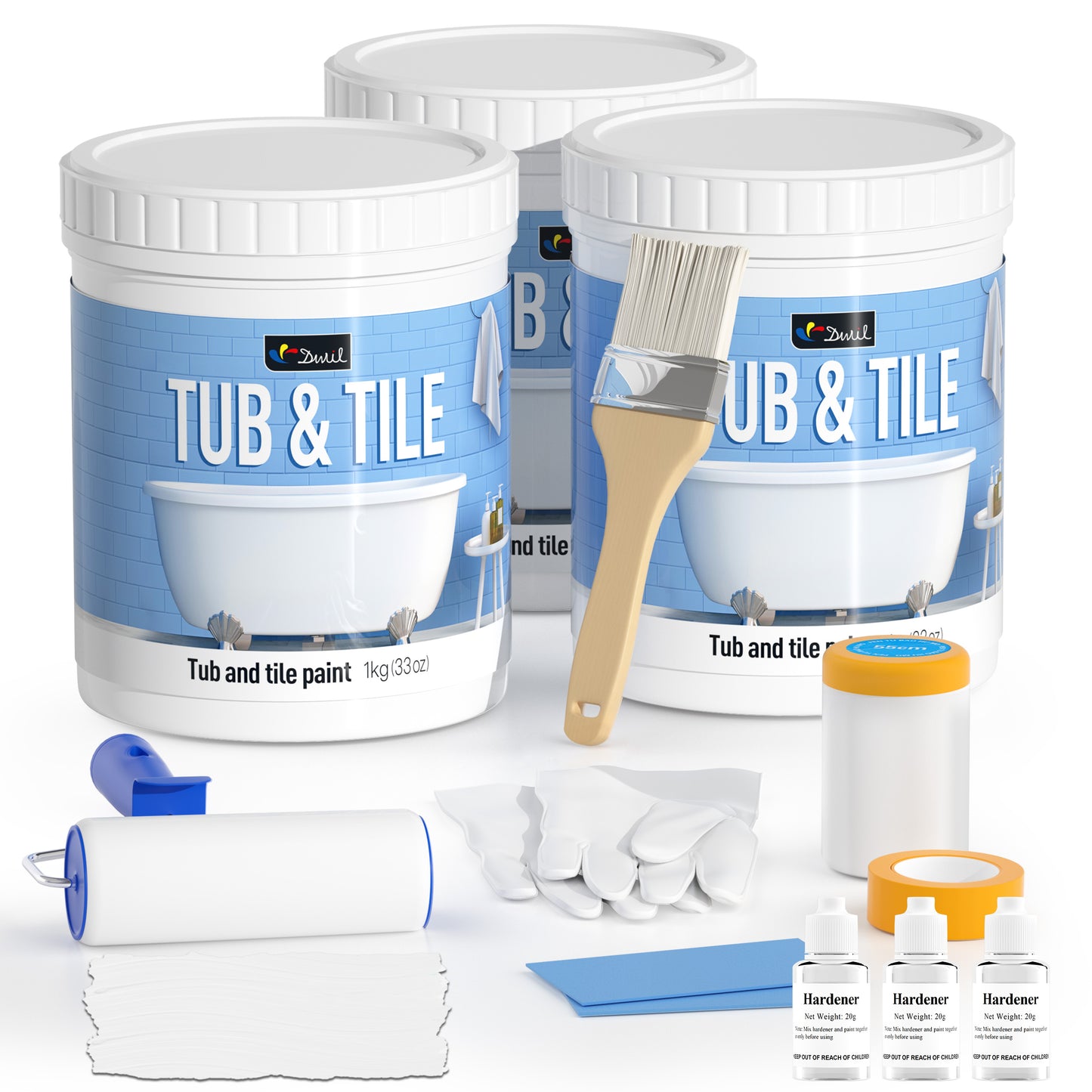 DWIL 3pk Tub & Tile Refinishing Kit -White ( With One Free Wood Paint Kit)