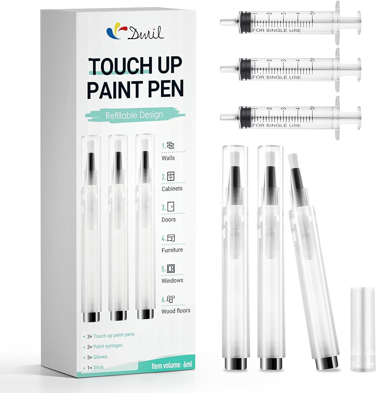 DWIL Fillable Touch Up Paint Brush Pen