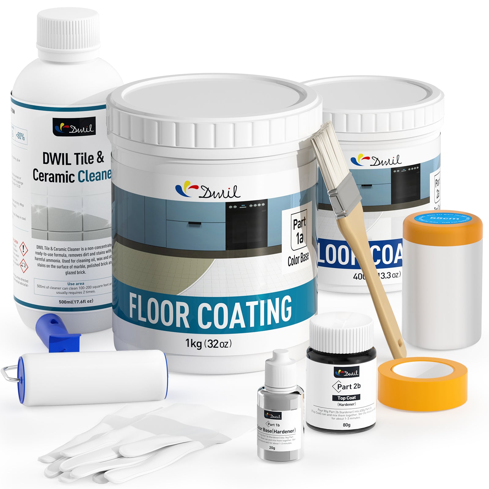 DWIL floor coating kit for interior floor refinishing