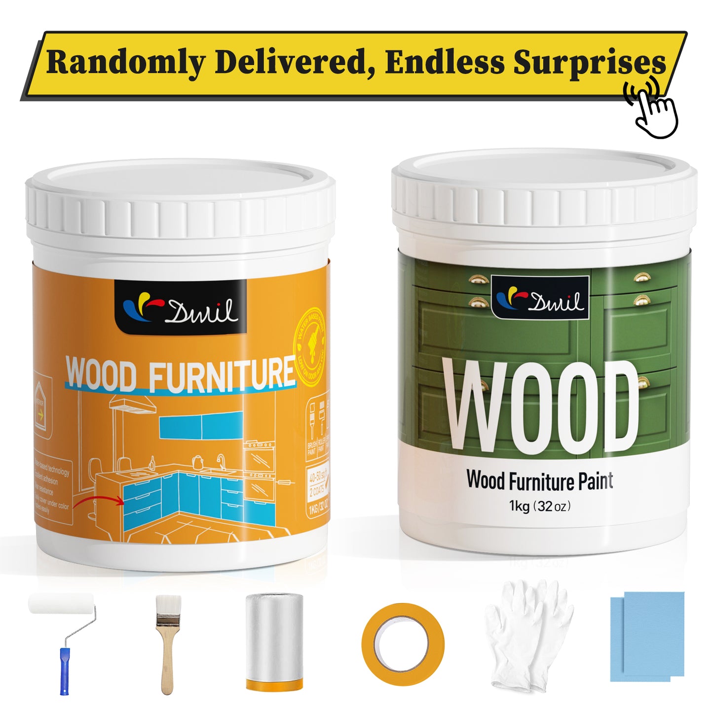 Black-DWIL Wood Furniture Paint Kit (With Tools)