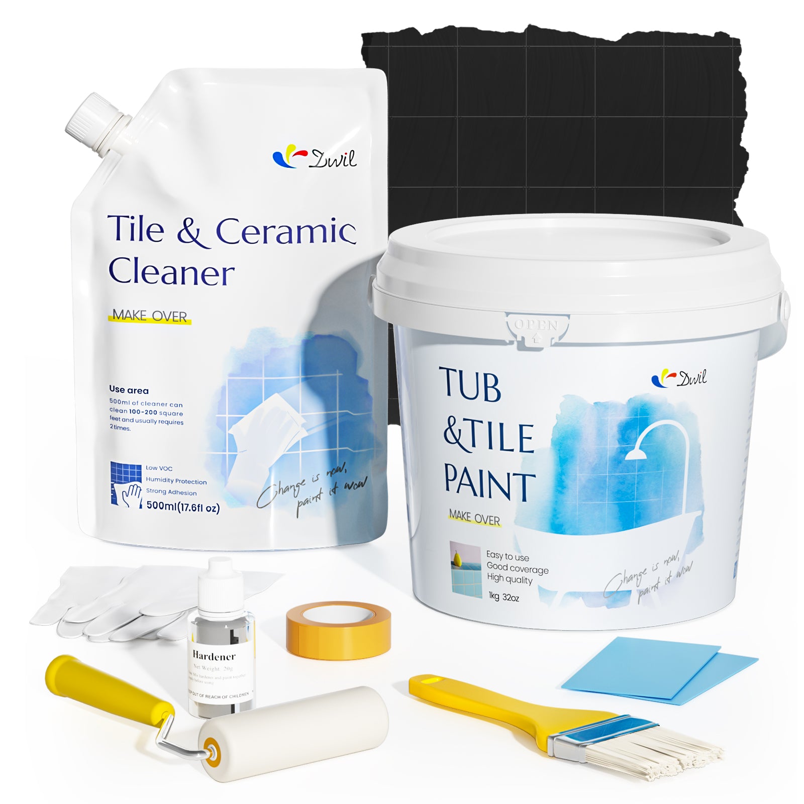 DWIL Tub & Tile Paint Kit with Cleaner – 32 oz