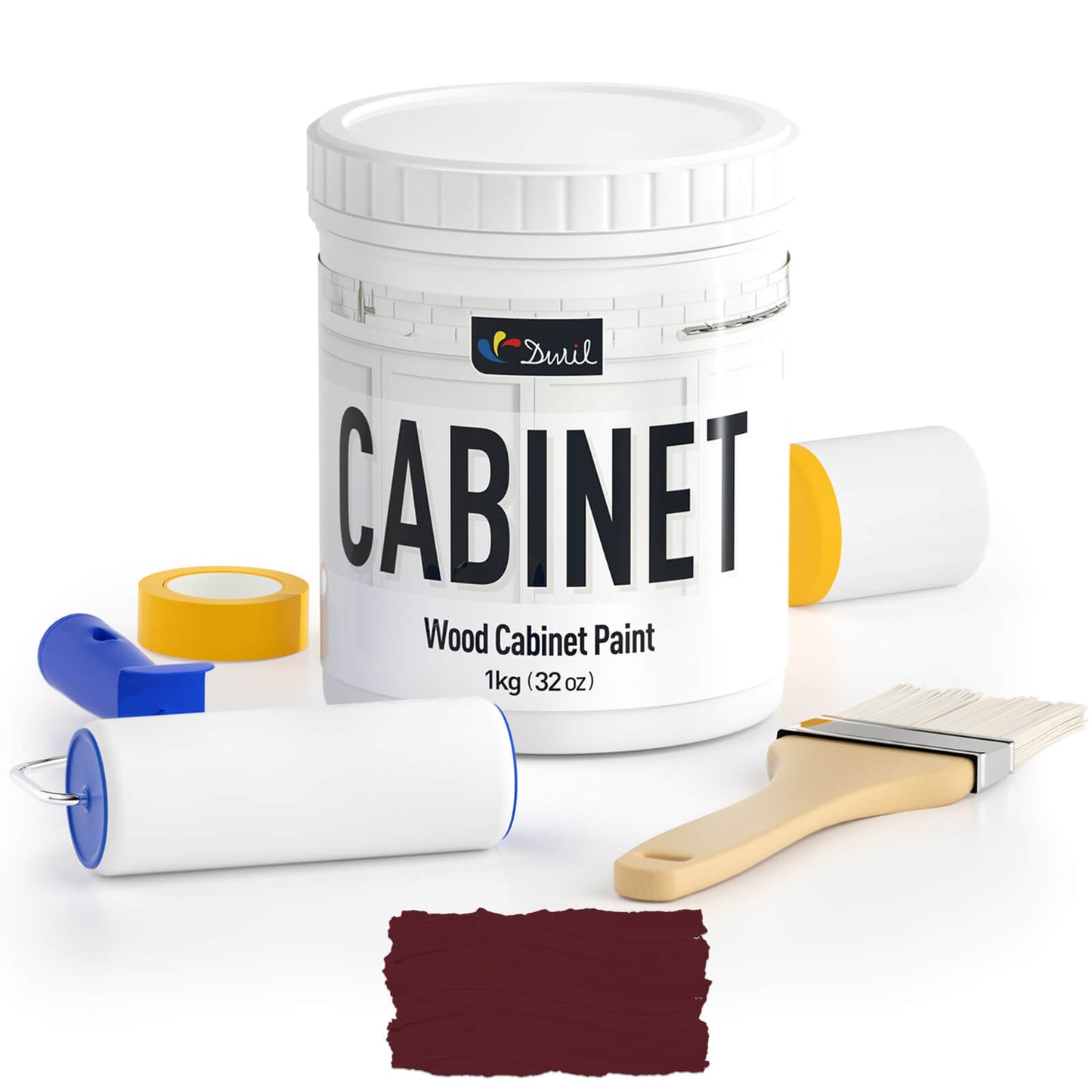 Burgundy-DWIL Wood Cabinet Paint Kit （With tools）