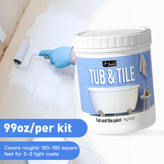 DWIL Tub And Tile Refinishing Kit - Unscented DIY Basin, Bathtub, Countertop, White Coating, Easy Cover, Refacing Bathroom, Kitchen (32oz With Tools, White