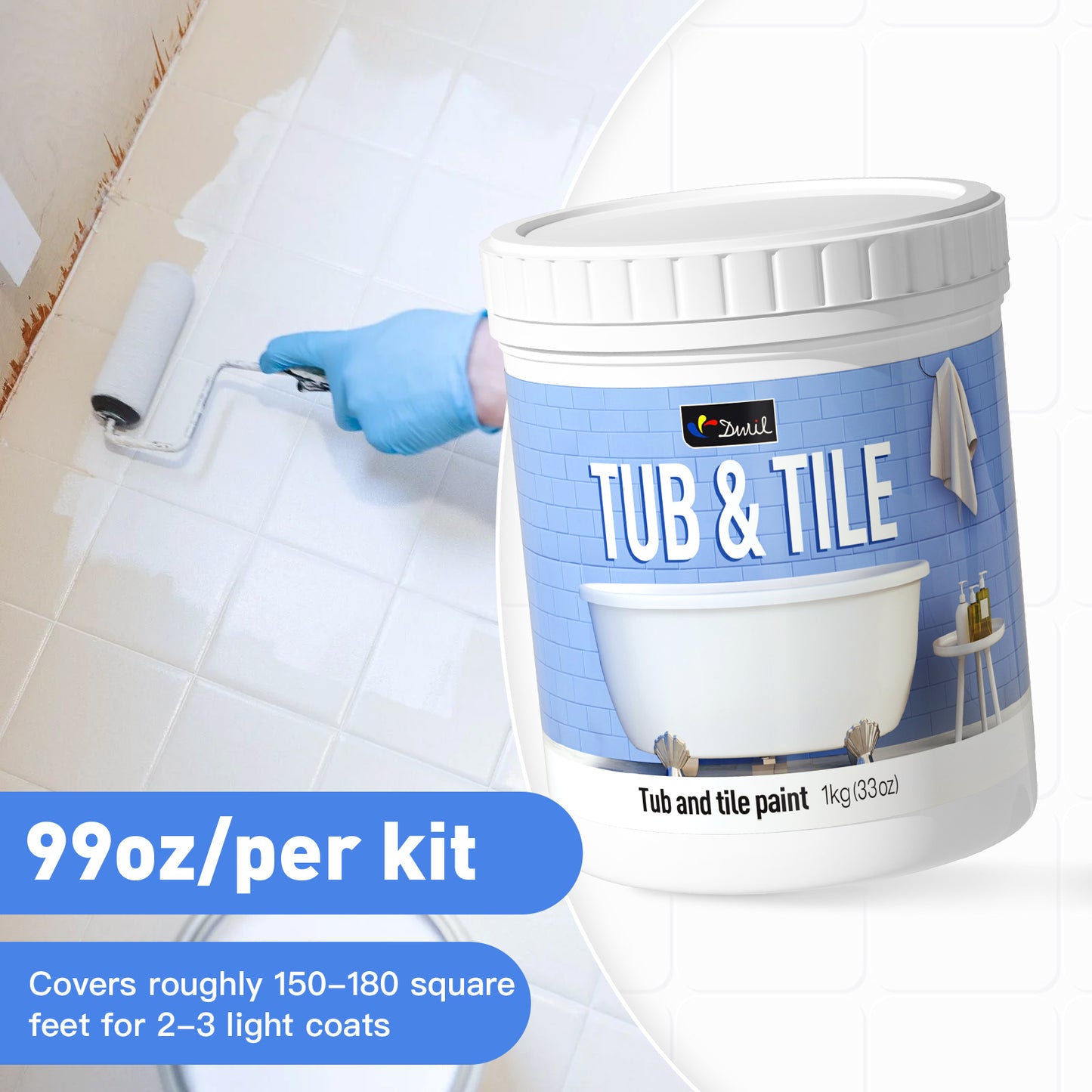 DWIL 3pk Tub & Tile Refinishing Kit -White ( With One  Free Wood Paint Kit)