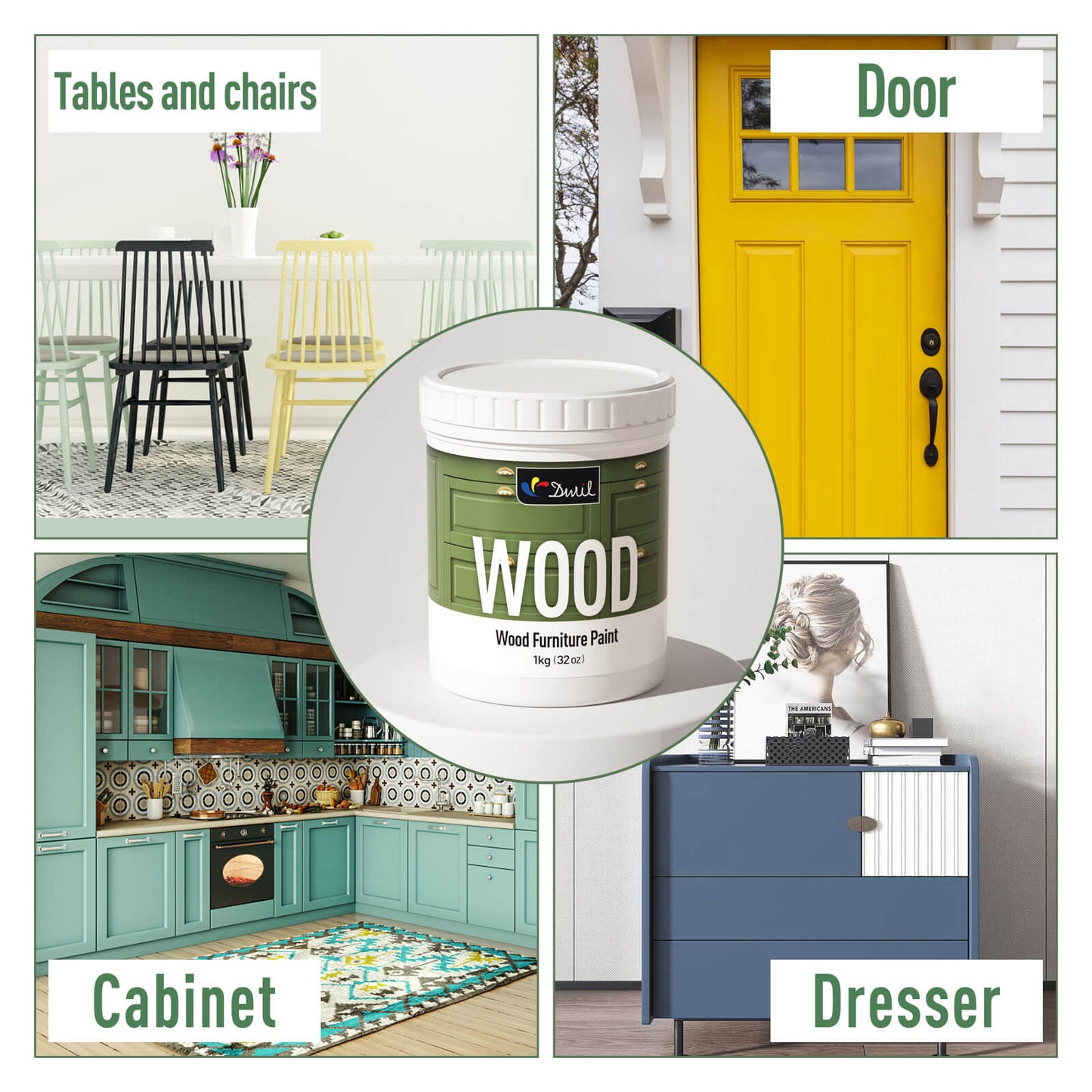 Black-DWIL Wood Furniture Paint Kit (With Tools)