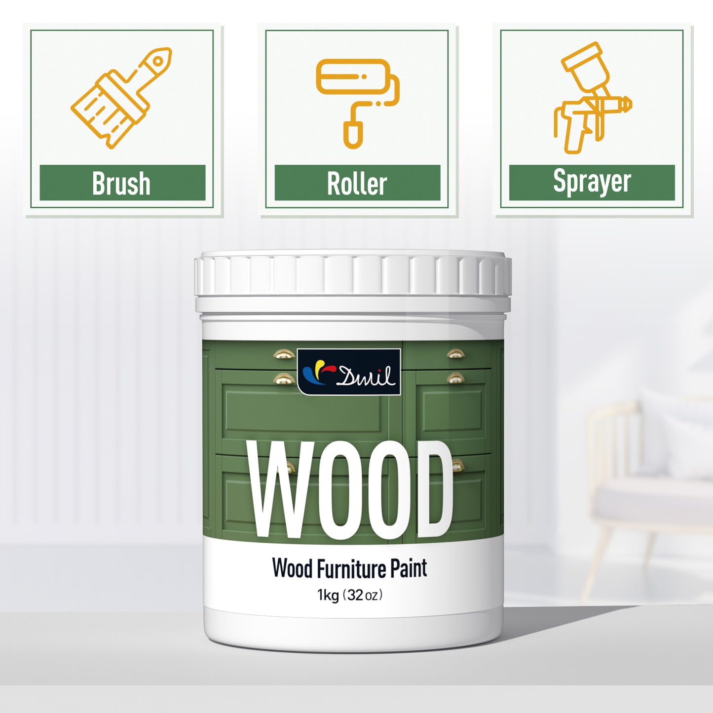 Dark Grey-DWIL Wood Furniture Paint Kit (With Tools)