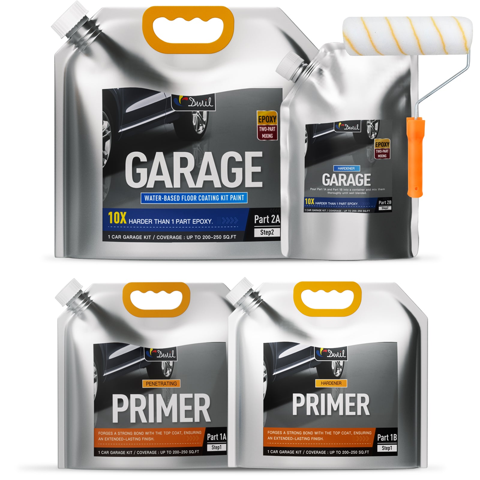 DWIL water-based garage floor epoxy kit in light gray