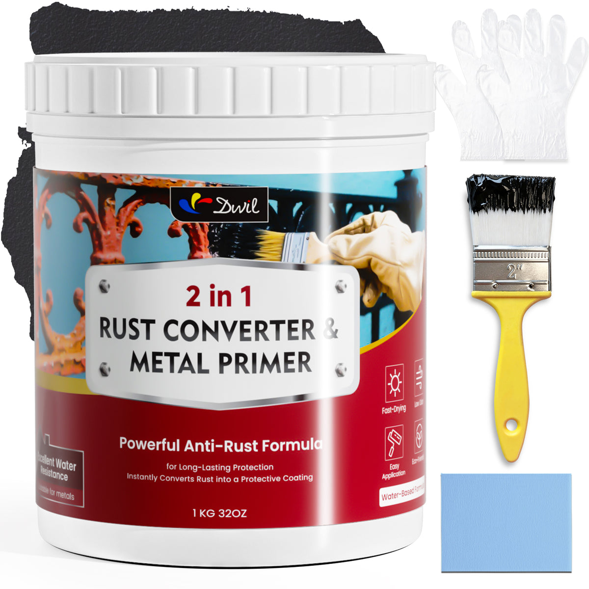 DWIL 2-in-1 rust converter and metal primer kit