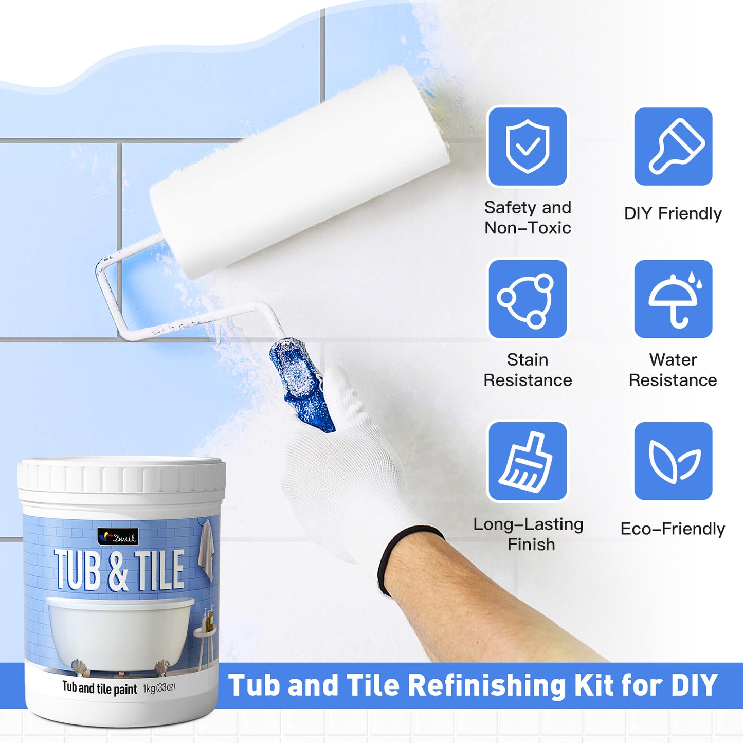 DWIL 3pk Tub & Tile Refinishing Kit -White ( With One  Free Wood Paint Kit)