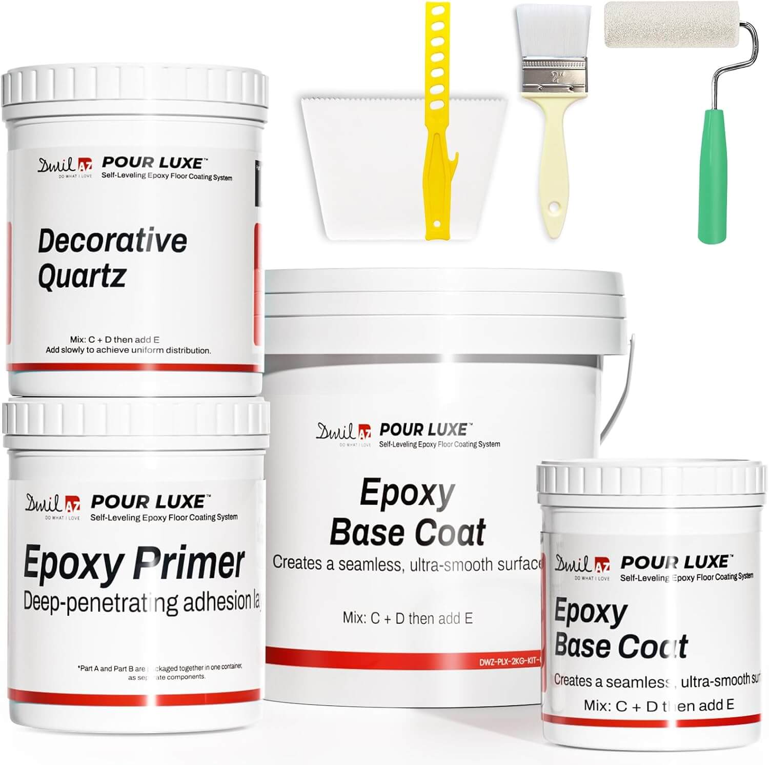 DWIL self-leveling epoxy floor coating kit with colored sand