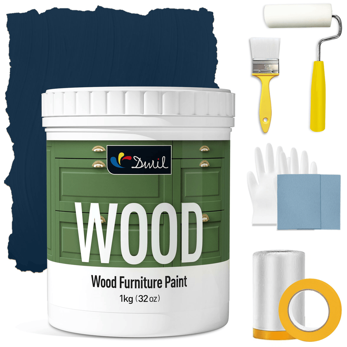 DWIL Wood Furniture Paint Kit – Tools Included — Crow Black Blue