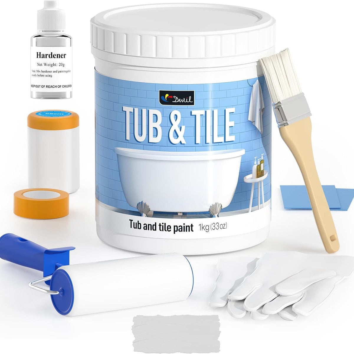 DWIL Water-Based Tub & Tile Refinishing Kit with Tools — Light Grey
