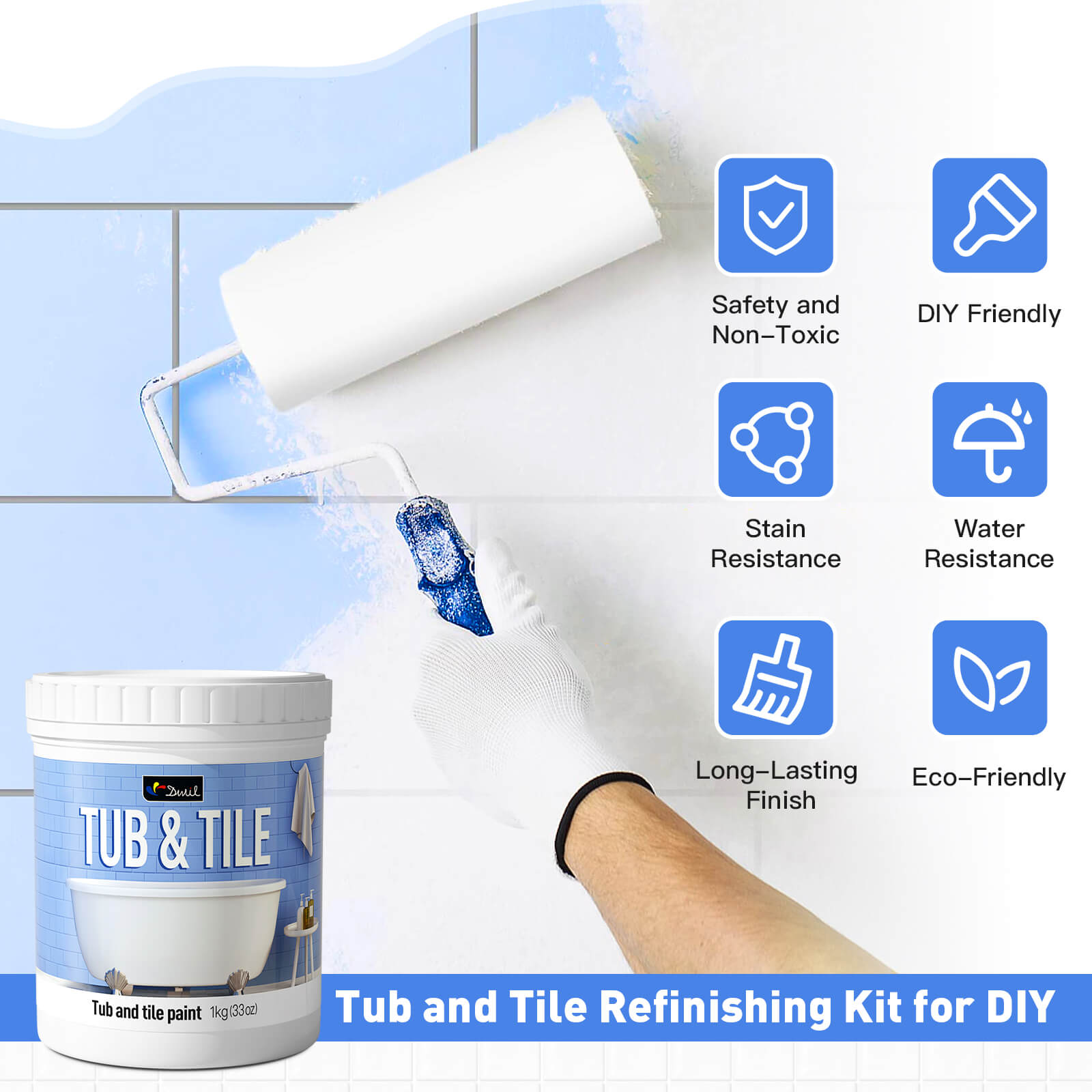 Tub and Tile Refinishing Kit for DIY