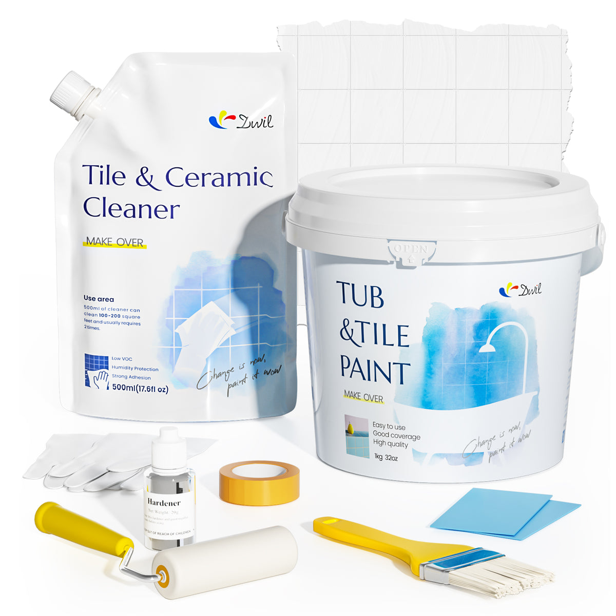 DWIL tub and tile paint kit with surface cleaner