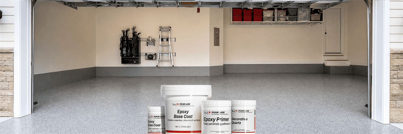 Decorative epoxy colored sand floor finished with a smooth self-leveling surface.
