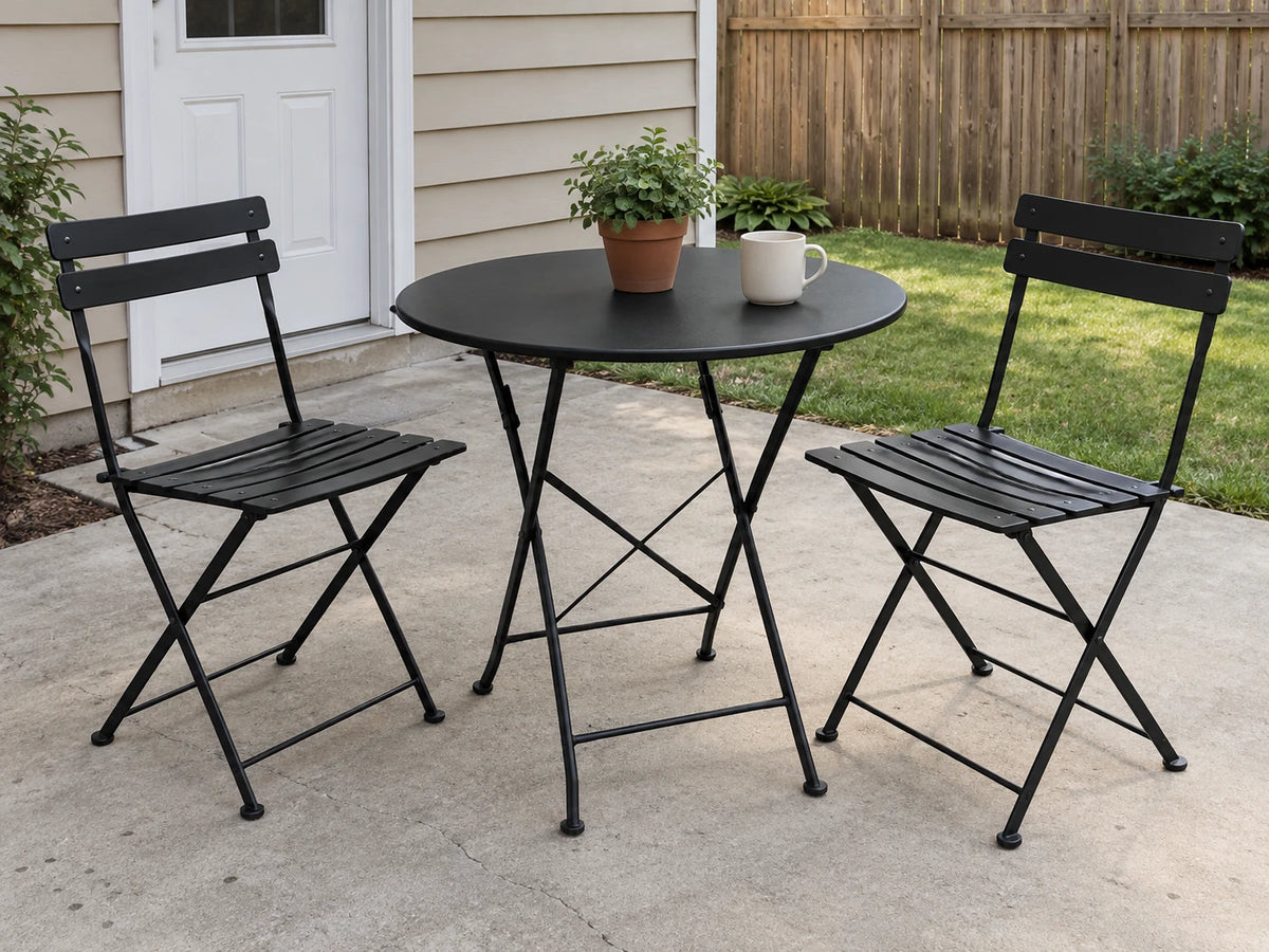 Metal patio furniture — Black