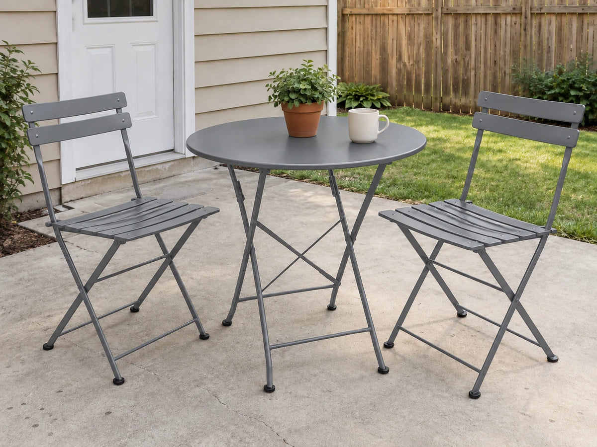 Metal patio furniture — Gray