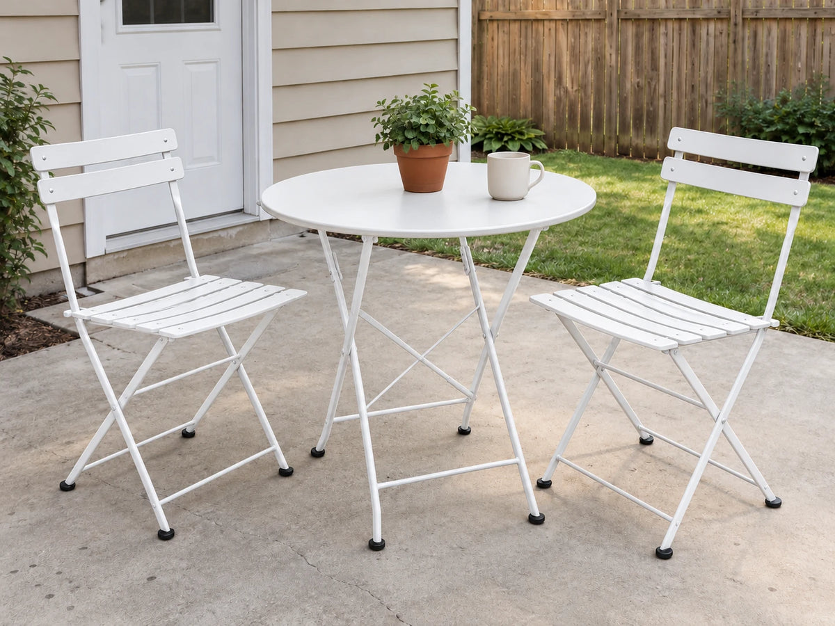 Metal patio furniture — White