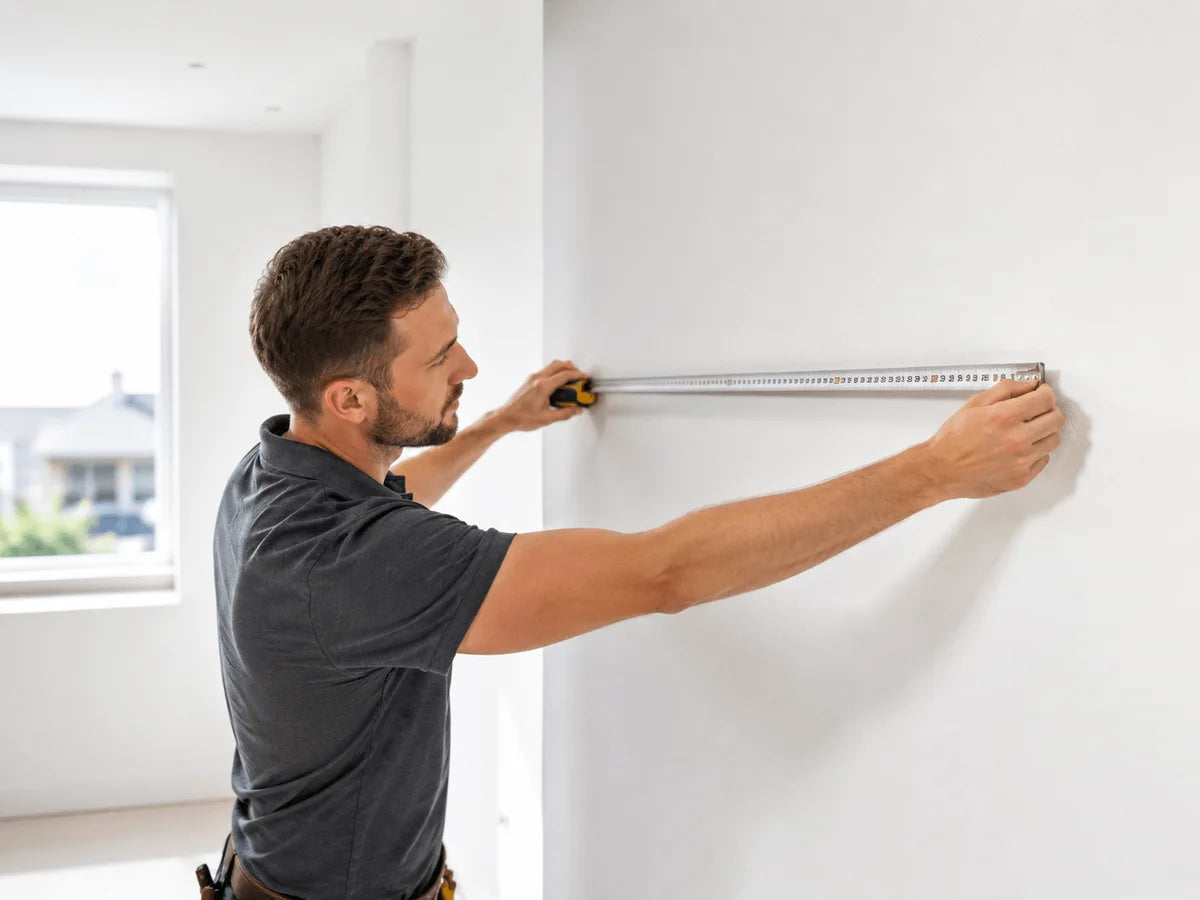 Measuring a wall before a coating project