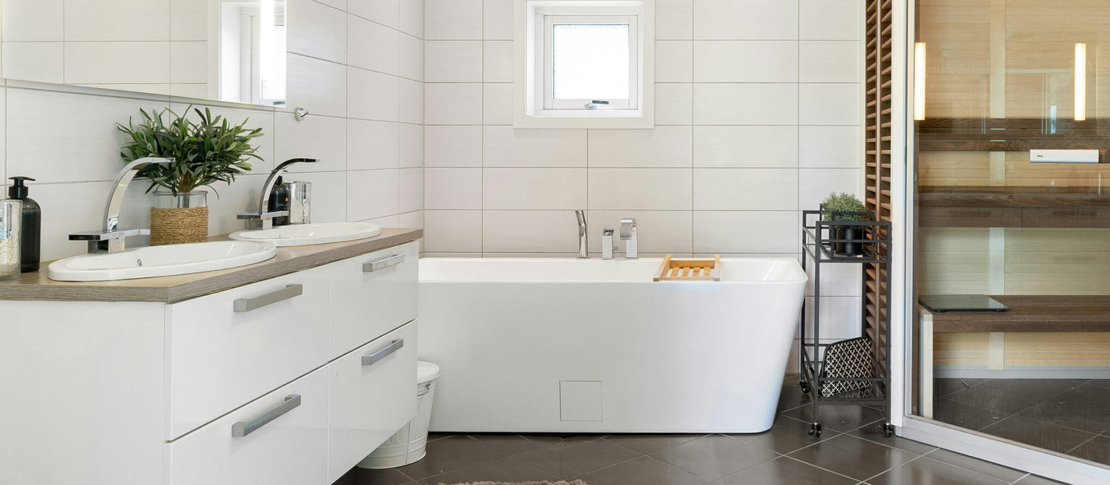 Refinished bathroom tiles after a DIY tile paint makeover.