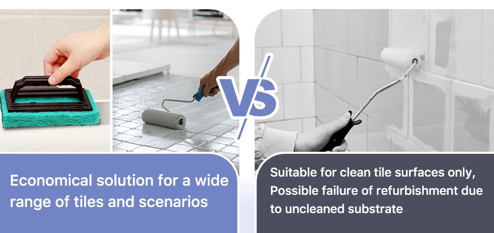 Cleaning before coating compared with painting an unprepared surface; cleaner does not replace sanding or repairs.