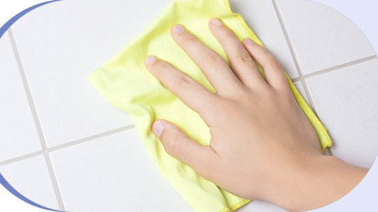 Cleaning a tiled surface before applying DWIL Tub and Tile Paint