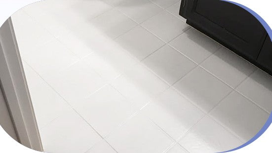 Refinished white tile surface drying and curing