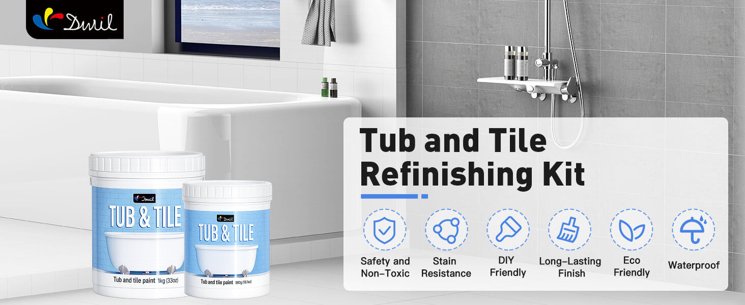 Refreshed bathroom finished with DWIL Tub and Tile Refinishing Kit