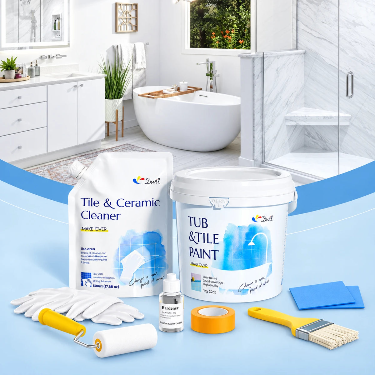 DWIL Tub & Tile Paint Kit with Cleaner – 32 oz