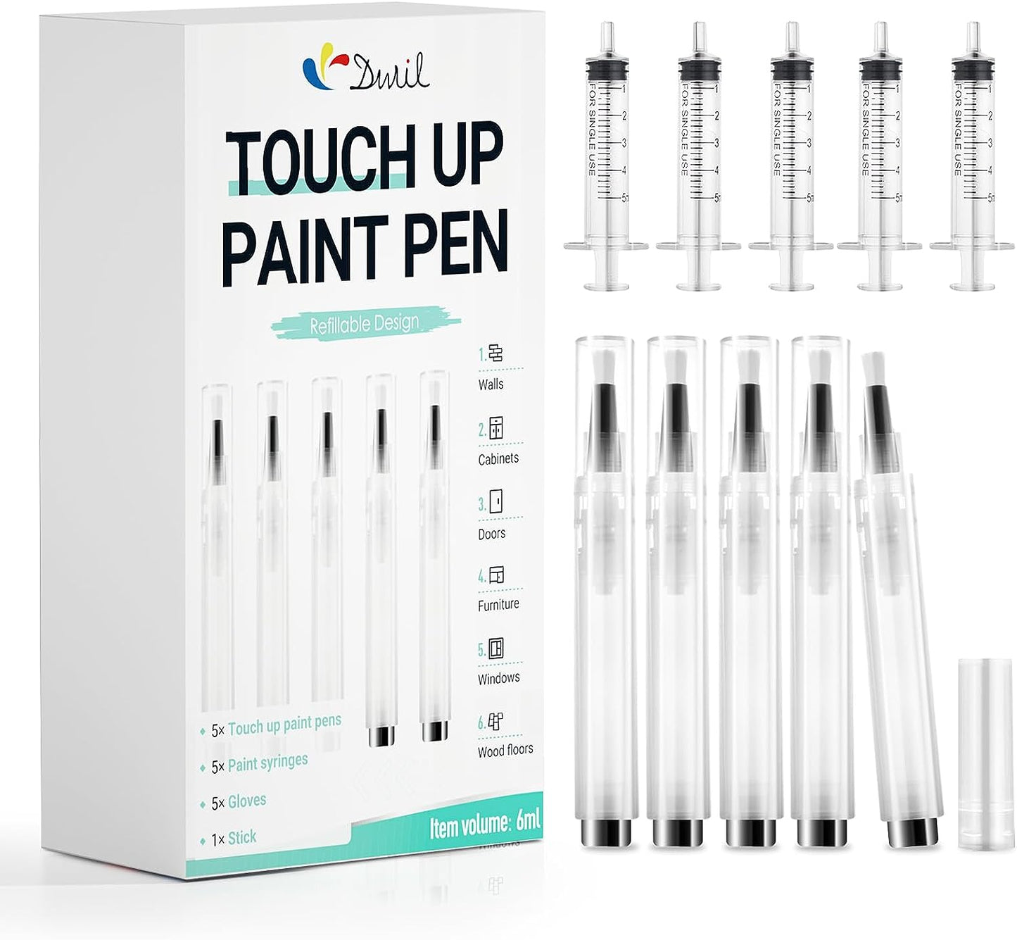 DWIL Fillable Touch Up Paint Brush Pen